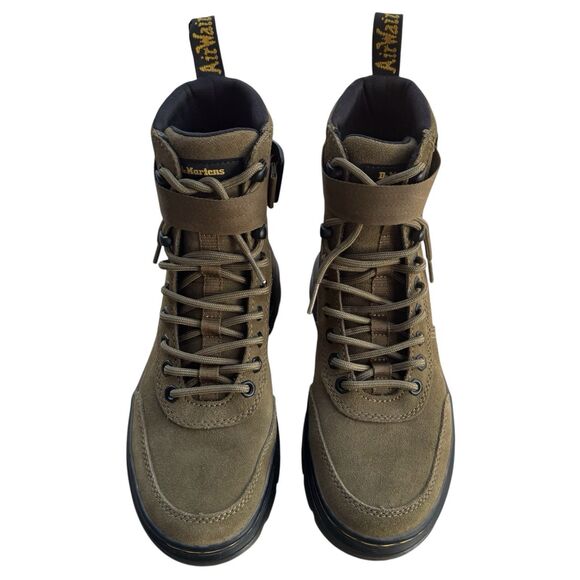 Dr. Martens Combs Tech Suede Boots Womens 7 Mens 6 Olive Green Combat Lace Up - Picture 3 of 10